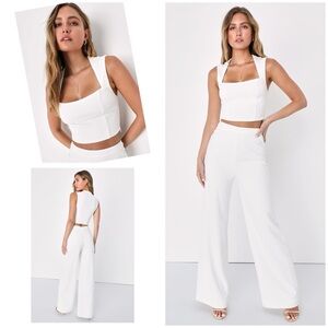 Lulus Enticing Endeavors White Two Piece Jumpsuit Size M NWOT